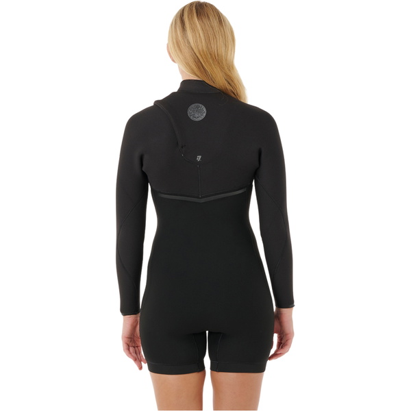 2026 Rip Curl Femmes E-Bomb 2/2mm Zip Free Manches Longues Printemps Combinaison Néoprène 149WSP - Black